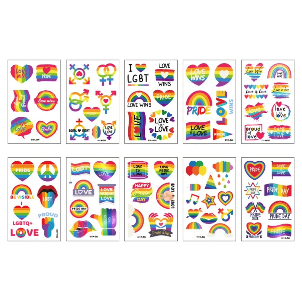 10Pcs Rainbow Pastes Homosexual Temporary Stickers Love is Love Creative Decals for Women Men