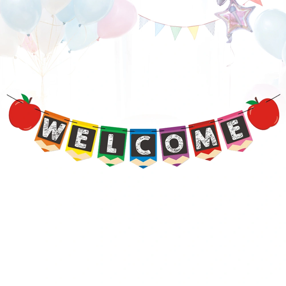 Creative Welcome Bunting Colorful Starting School Pull Flag Hanging Banner School First Day Party Decoration Supplies