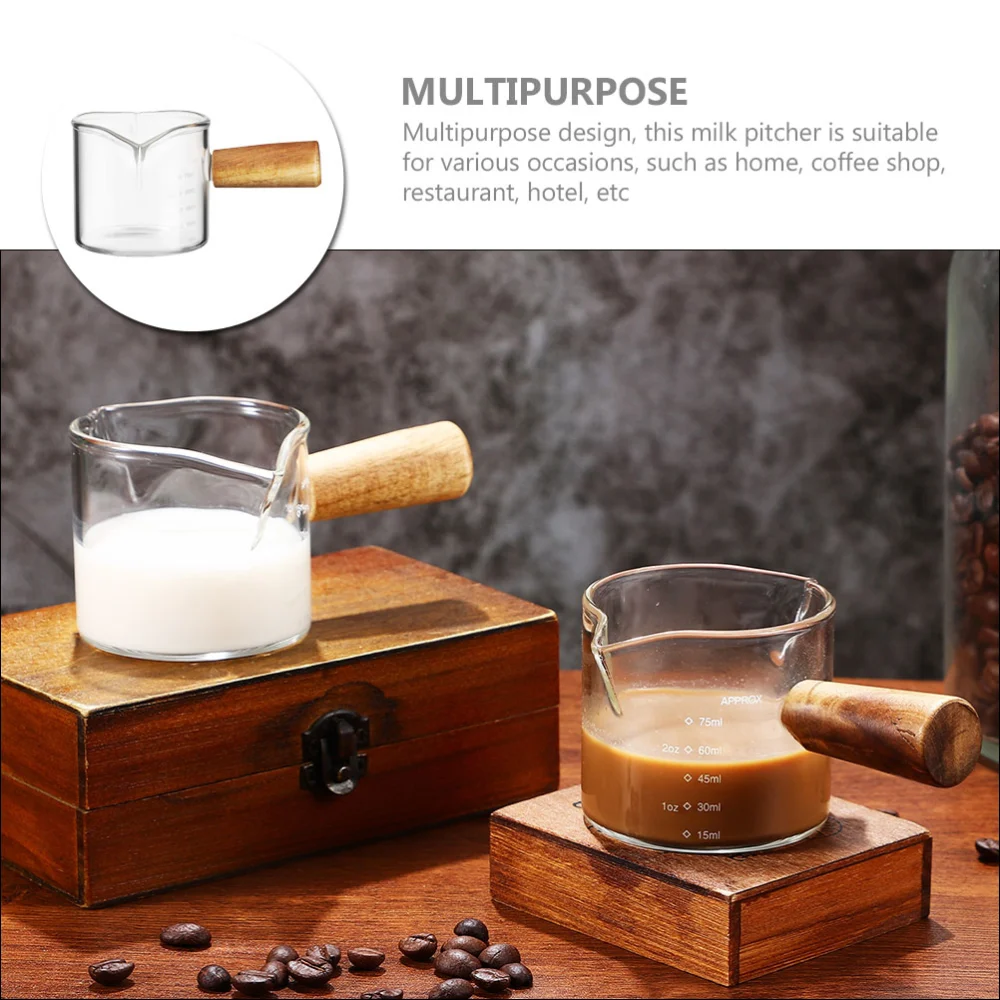 Heat Resistant Glass Cup Wooden Side Handle Tea Cup Coffee Milk Cup Container