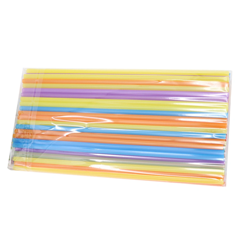 200 Pcs Plastic Straws Disposable Flat Mouth and Straight Drinking Straws Smoothie Drink Straws for Wedding Birthday Party Favors- 26x0.6 cm (Mixed Color)