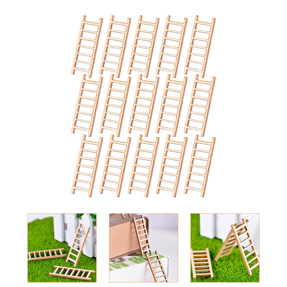 15Pcs Simulation Ladder Decoration Wooden Stairs Sand Table Landscape Model