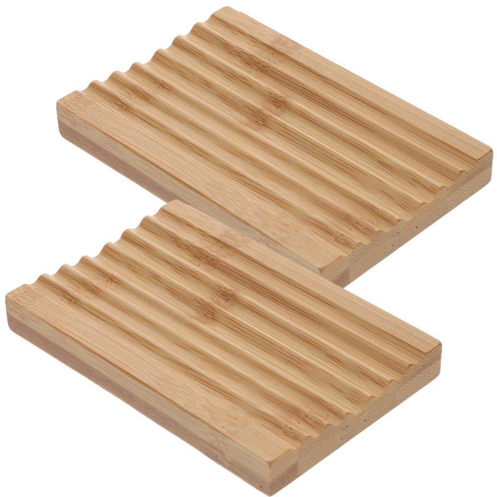 2pcs Bamboo Soap Dishes Bar Soap Holder Shower Bathroom Soap Storage Tray