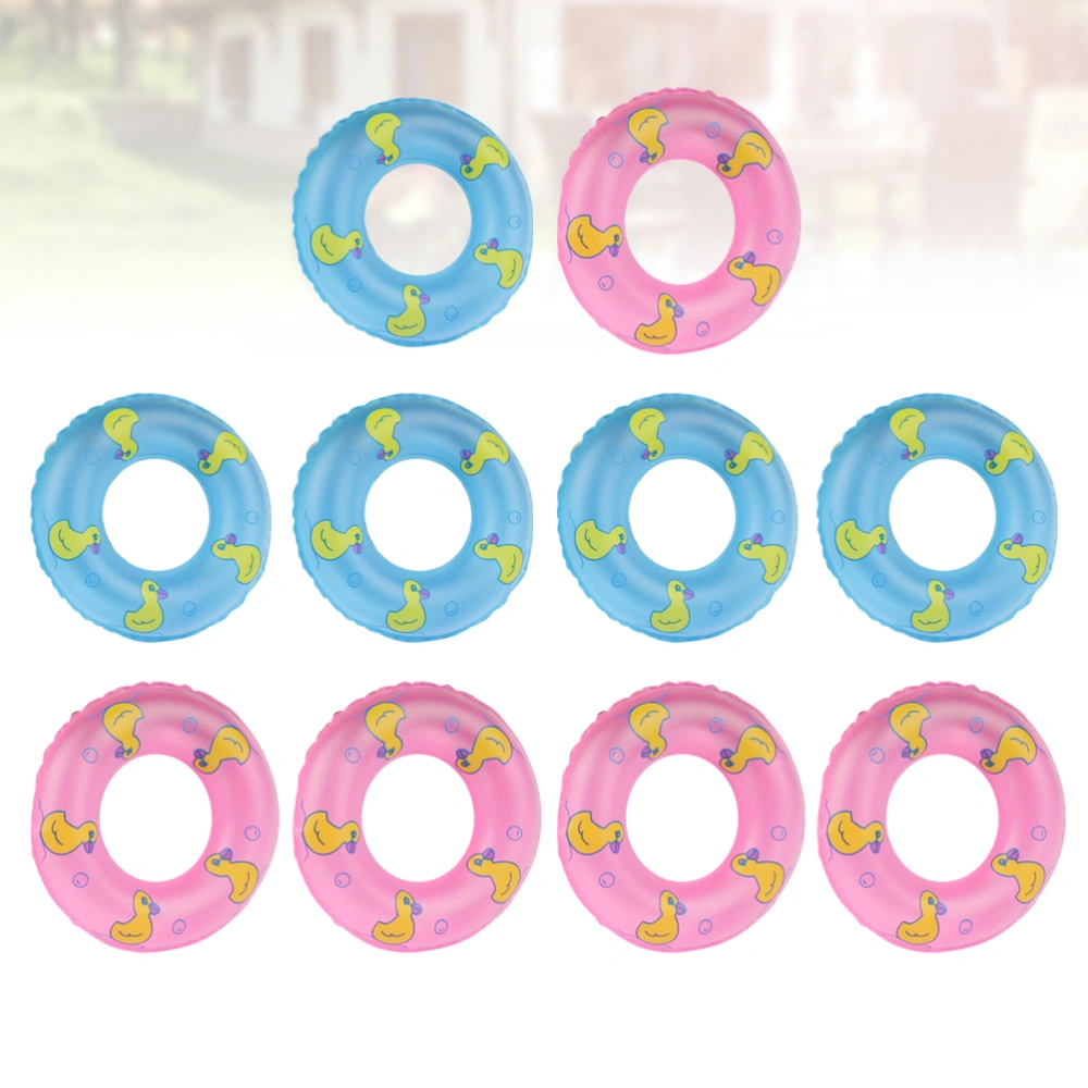 10pcs Swim Rings Mini Inflatable Floating Toy Accessories Printing Swim Rings for Summer (Random Color)