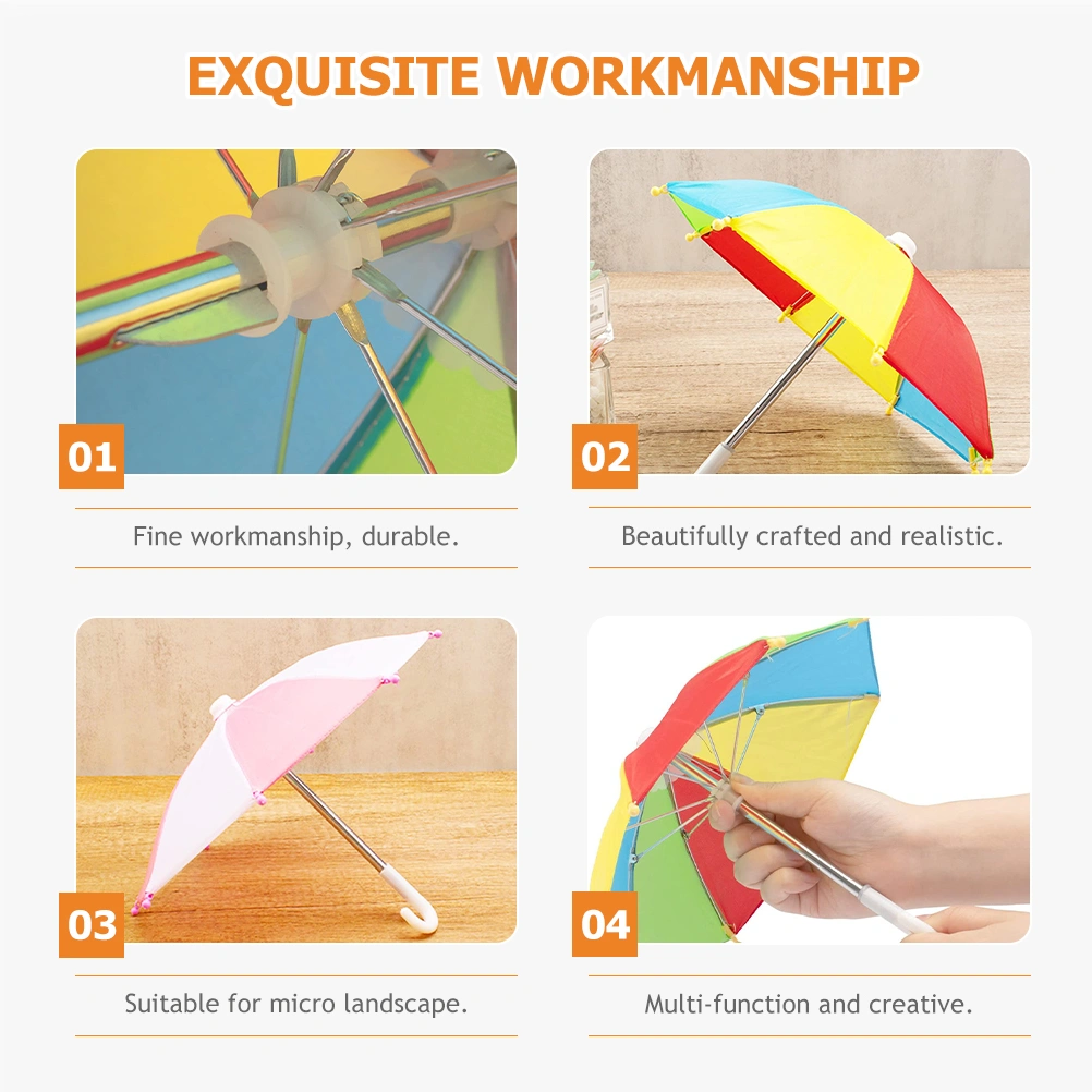 2pcs Mini Umbrella Adjustable Miniature Umbrella Sunny Rainy Umbrella Model