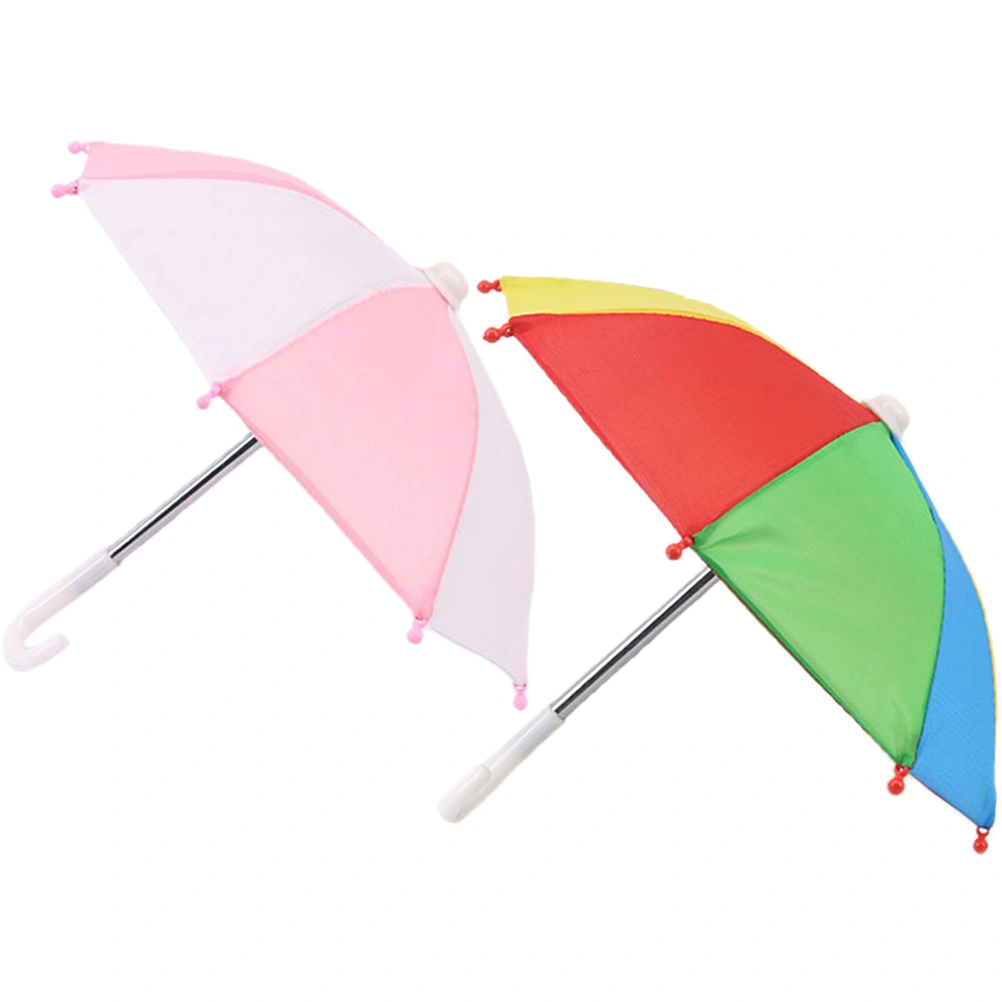 2pcs Mini Umbrella Adjustable Miniature Umbrella Sunny Rainy Umbrella Model