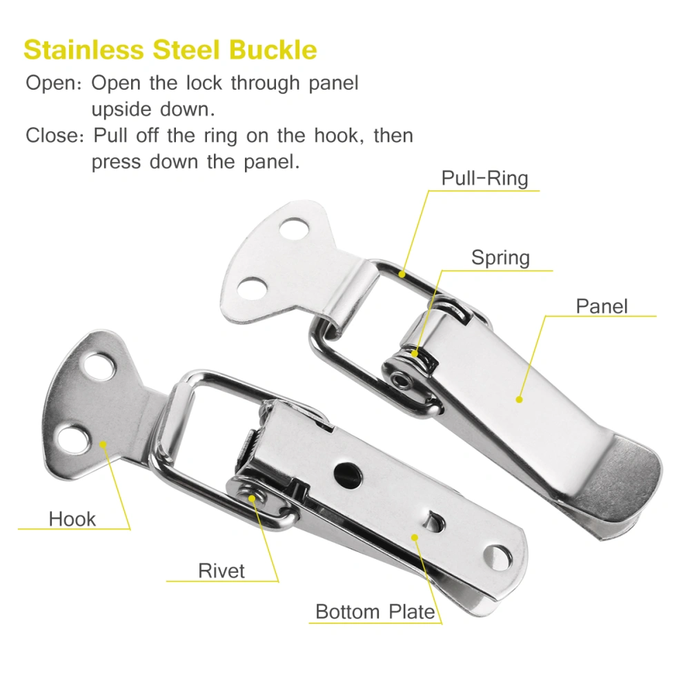 PIXNOR 4pcs Stainless Steel Spring Loaded Toggle Case Box Chest Trunk Latch Catches Hasps Clamps (Silver)