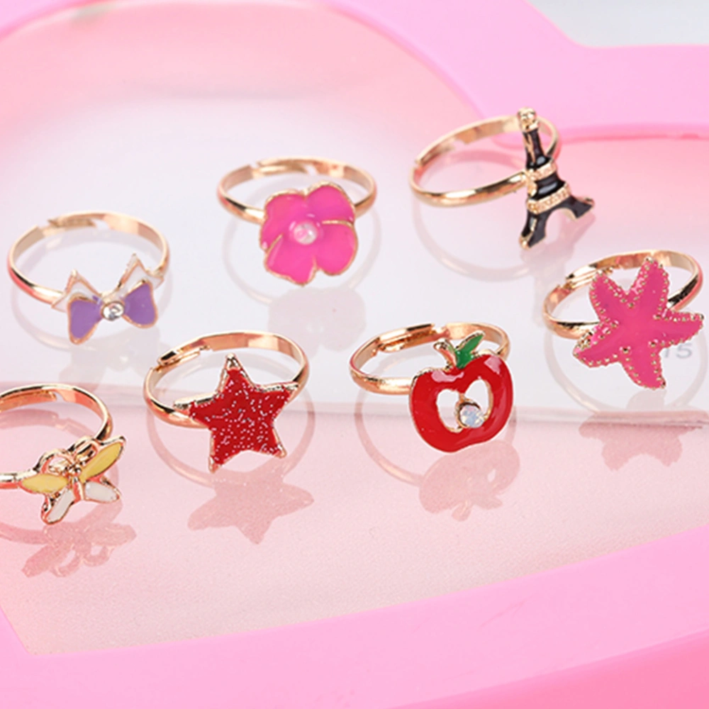 36pcs Alloy Cartoon Rings Lovely Jewelry Toys Gift Party Favors for Children Girls Mixed Patterns and Colors