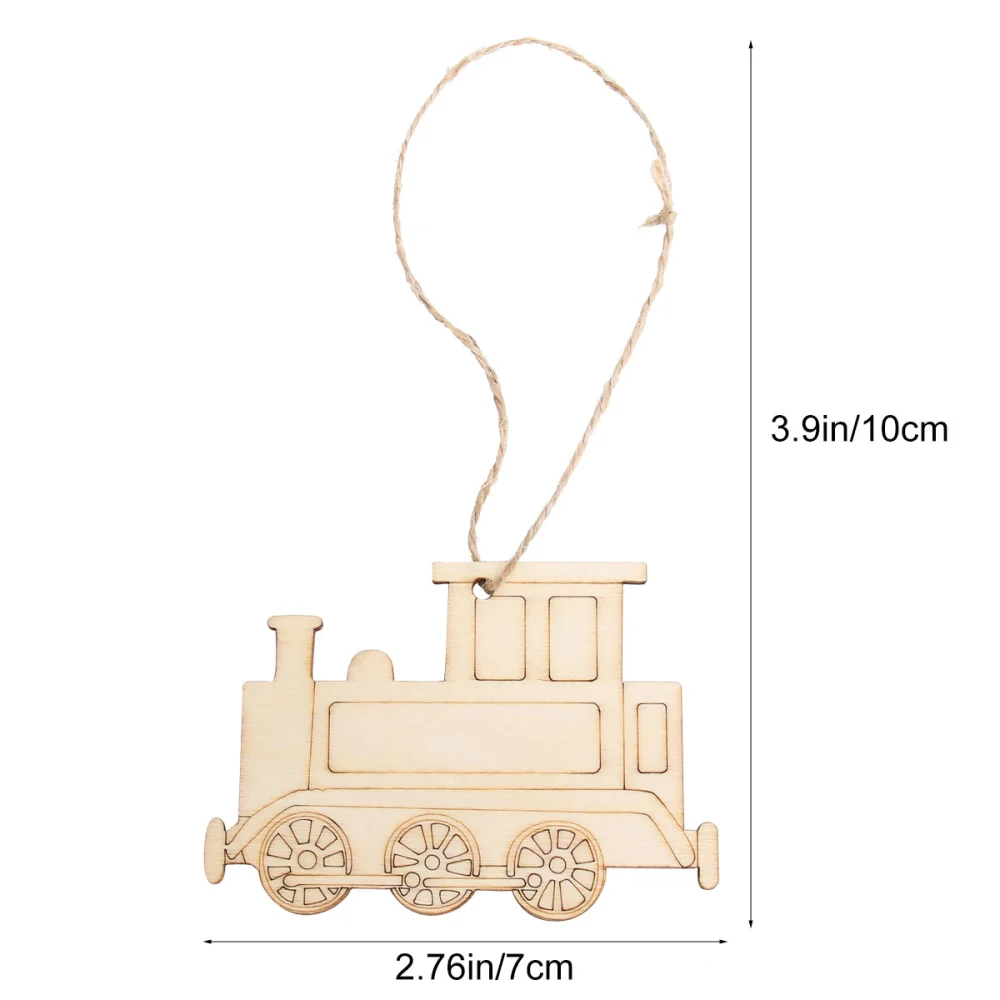 20Pcs Creative Wooden Pendant Train Shape DIY Hanging Ornament Door Wall Hanging Decoration Party Favors (Khaki)