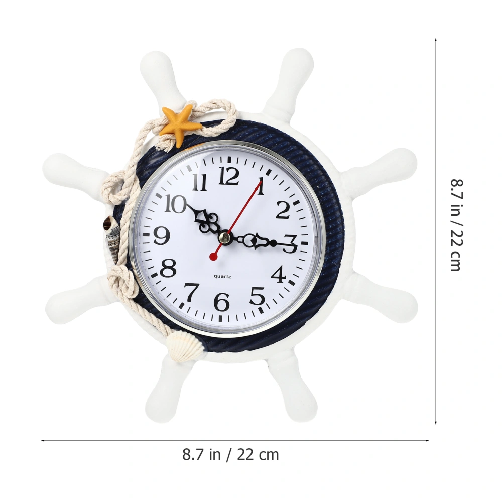 Mediterranean Wall Clock with Rope Decor Ticking Silent Wall Clock Wall Decoration (Random Color)