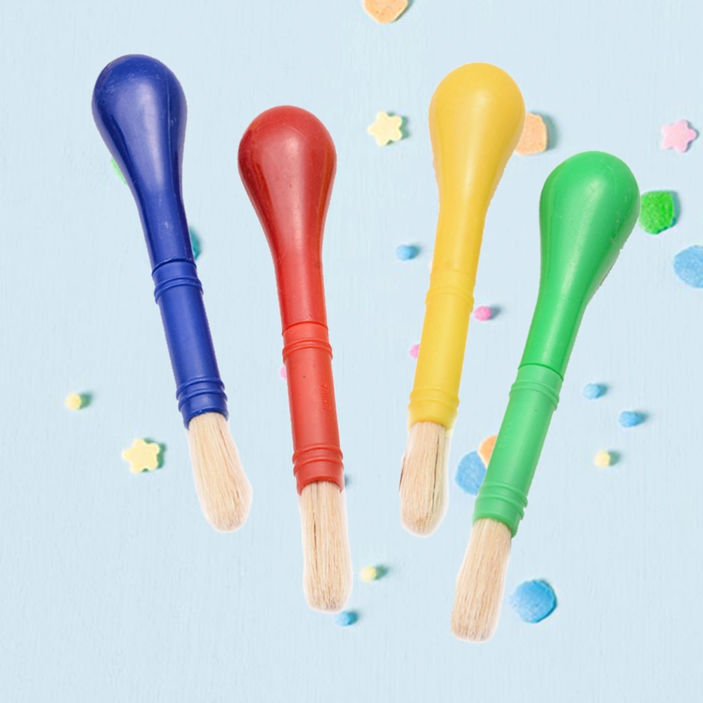 4pcs Toddler Paint Brushes Plastic Handle Nylon Painting Brush for Painting Crafts and DIY (Red Yellow Blue Green)