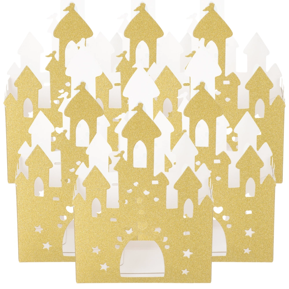 10pcs Hollow-out Castle Gift Boxes Glitter Paper Candy Boxes Candy Wrapping Boxes