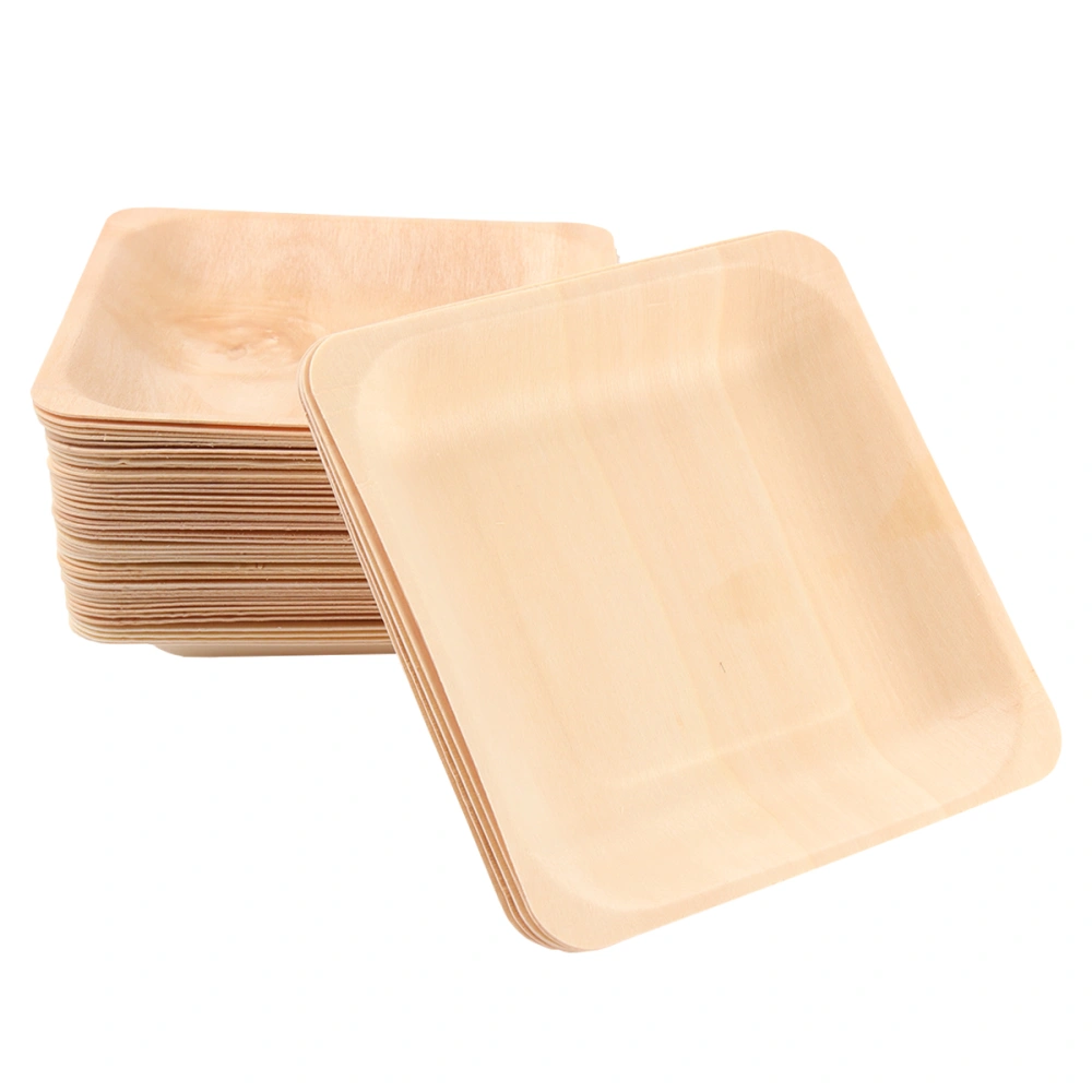 50PCS Disposable Wooden Plate Square Tableware Party Plates for Wedding Restaurant Picnic Birthday