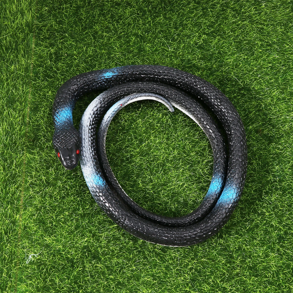 Prank Props Realistic Rubber Black Round Head Snakes Fake Snake Toys Party Prop for Halloween Festival Random Color