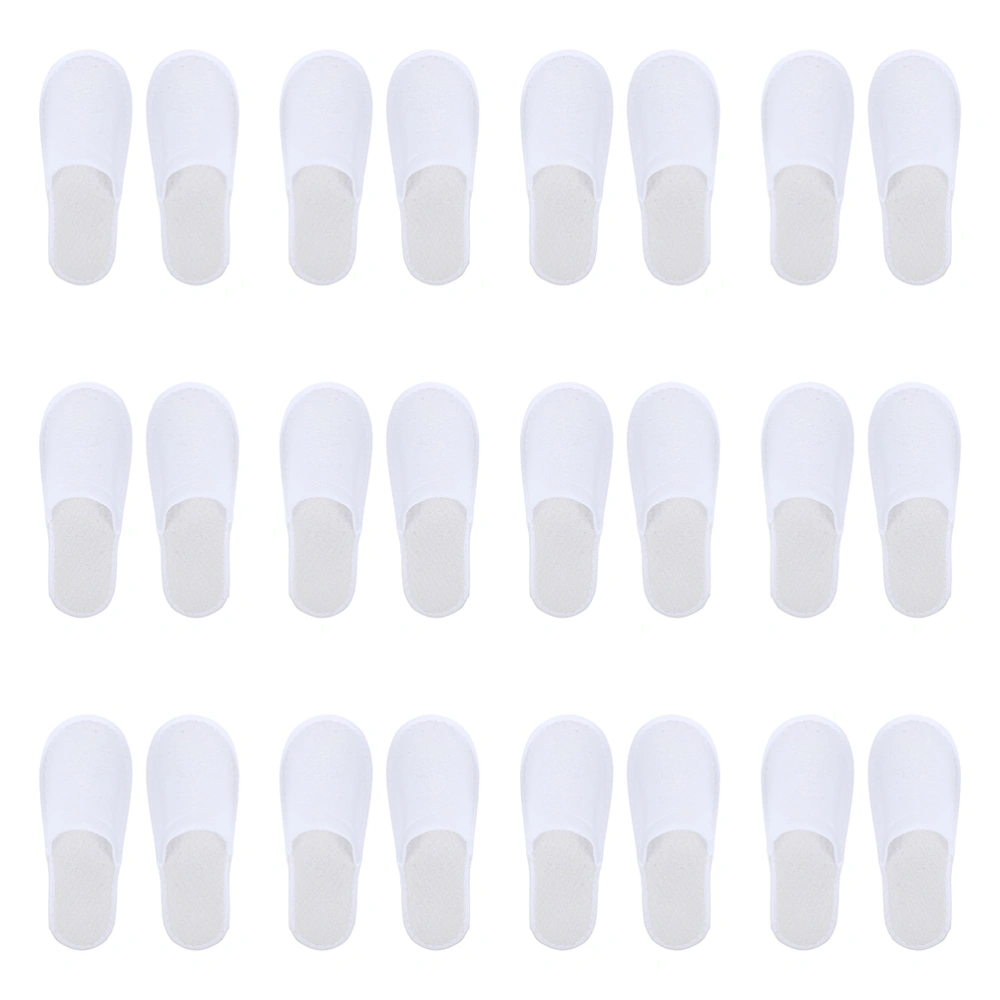 12 Pairs Disposable Spa Slippers Non-skid Coral Fleece Slippers for Home (White)