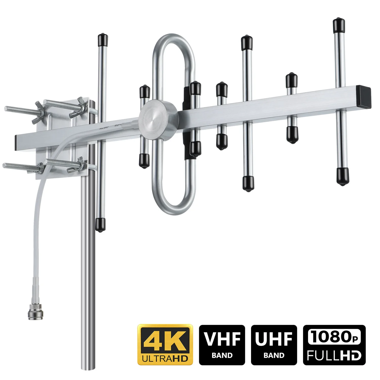 1 Set Outdoor TV Antenna Signal Amplifier 300 Miles Range Digital TV Antenna HDTV 4K Amplified Antenna