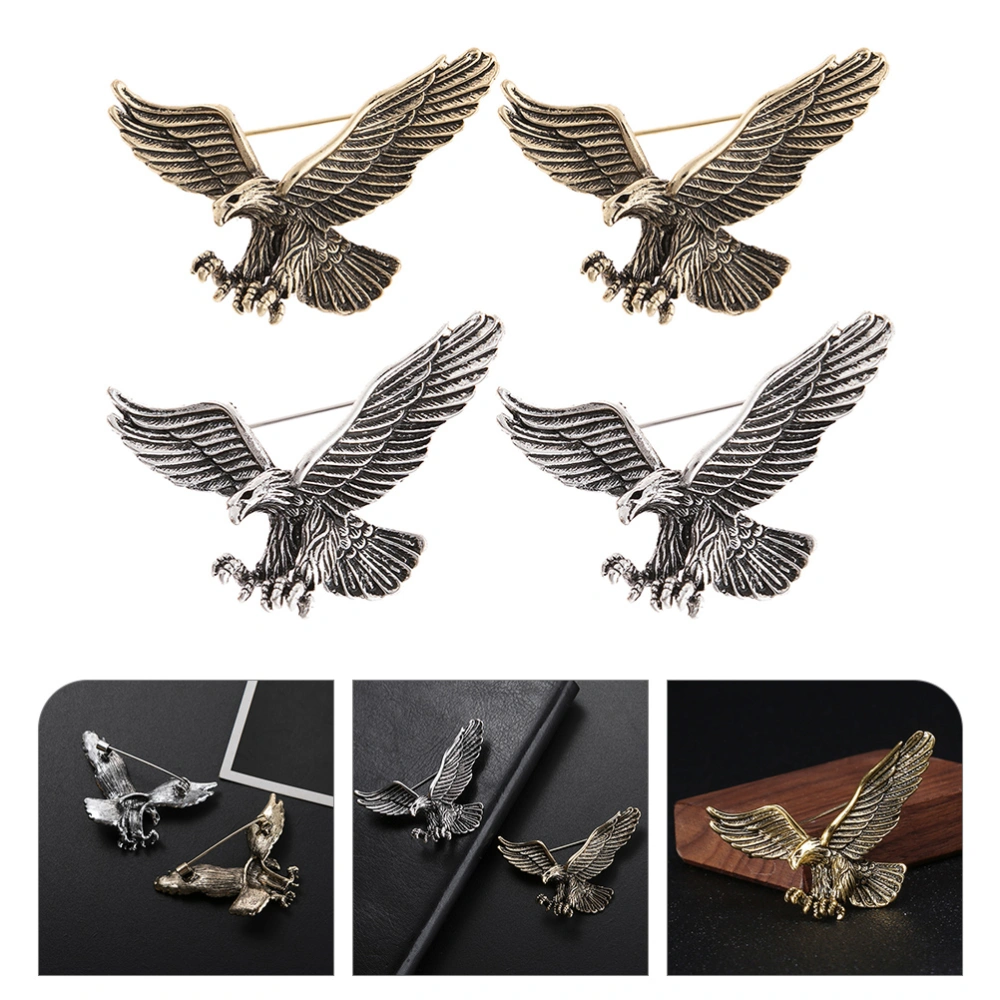 4pcs Eagle Pin Vintage Clothes Pin Personalized Brooch Animal Lapel Pin for Suit