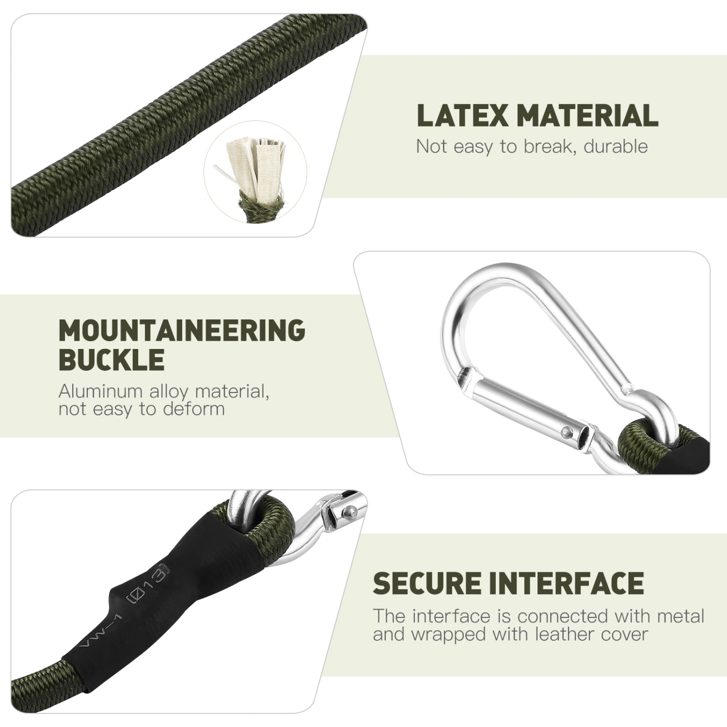 4pcs Outdoor Bungee Straps Carabiner Hooks Bungee Cords Luggage Tie Downs Elastic Camping Cords
