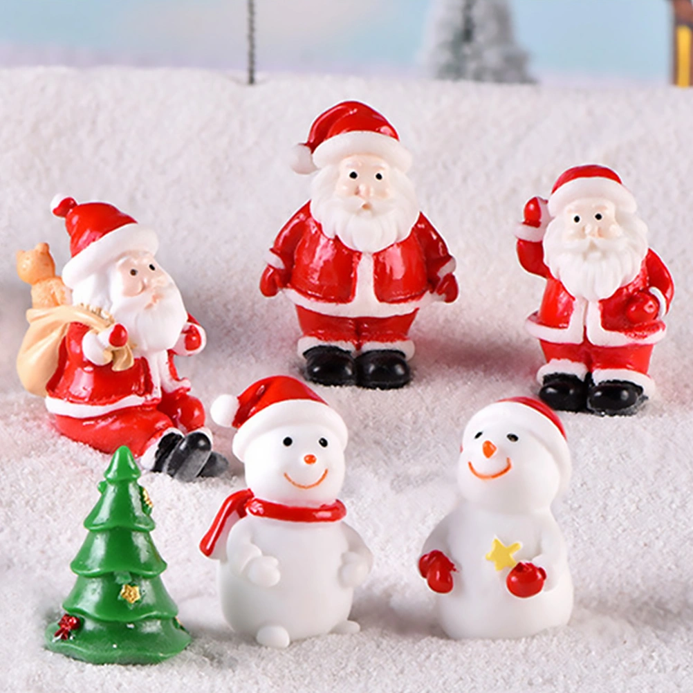 12pcs Lovely Christmas Craft Resin Santa Claus Miniatures (Mixed Style)