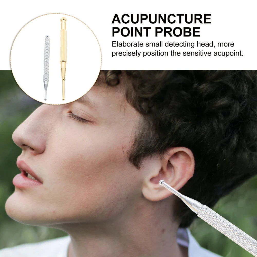 2PCS Ear Acupuncture Point Probe Stainless Steel Acupressure Pen Ear Massage Needle