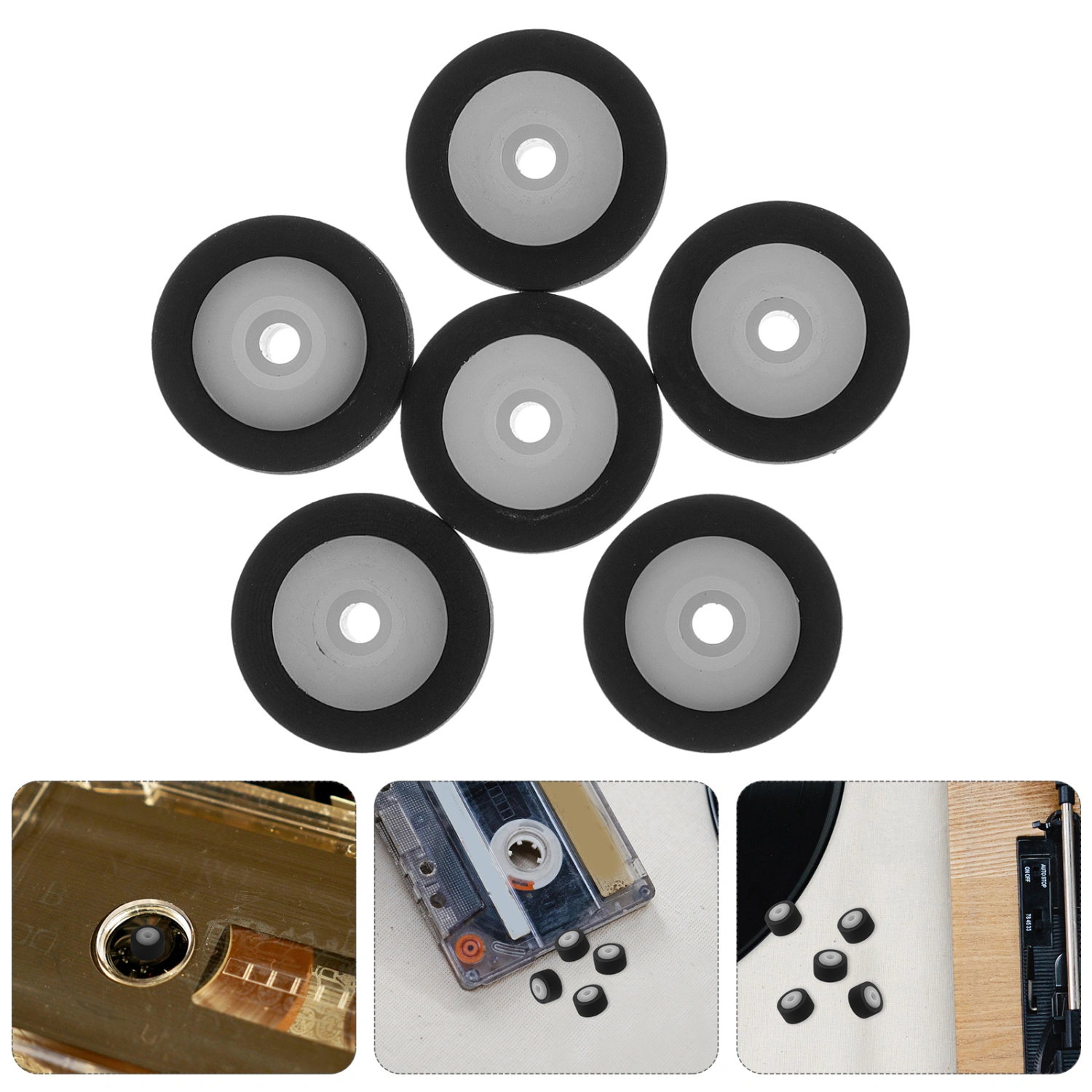 6pcs Wheel Belt Pulley Plastic Pressure Recorder Cassette Deck Pinch Roller for Tape Stereo Player