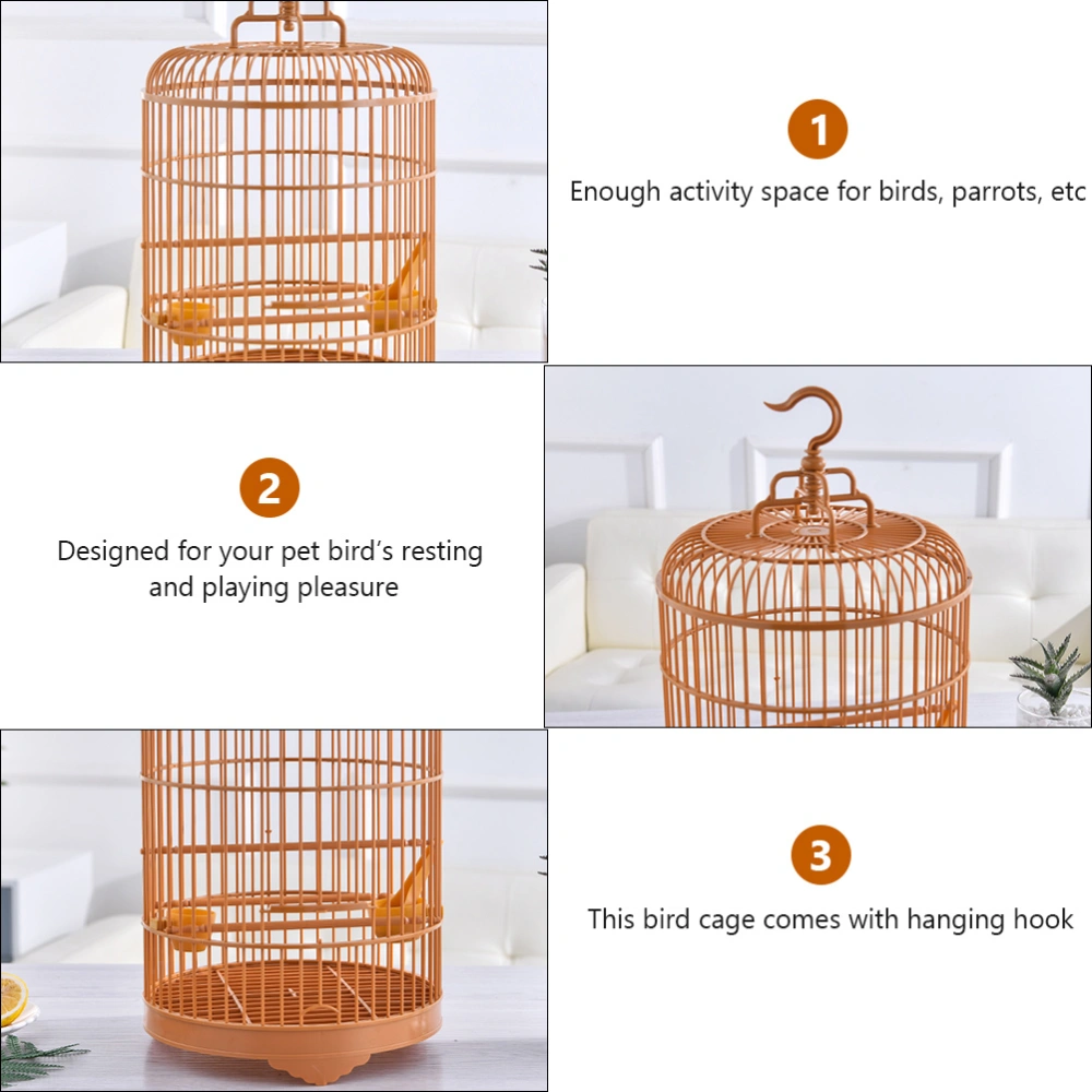 1 Set Round Bird Cage Plastic Parrot Parakeet Budgie Lovebird Cockatiel Cage