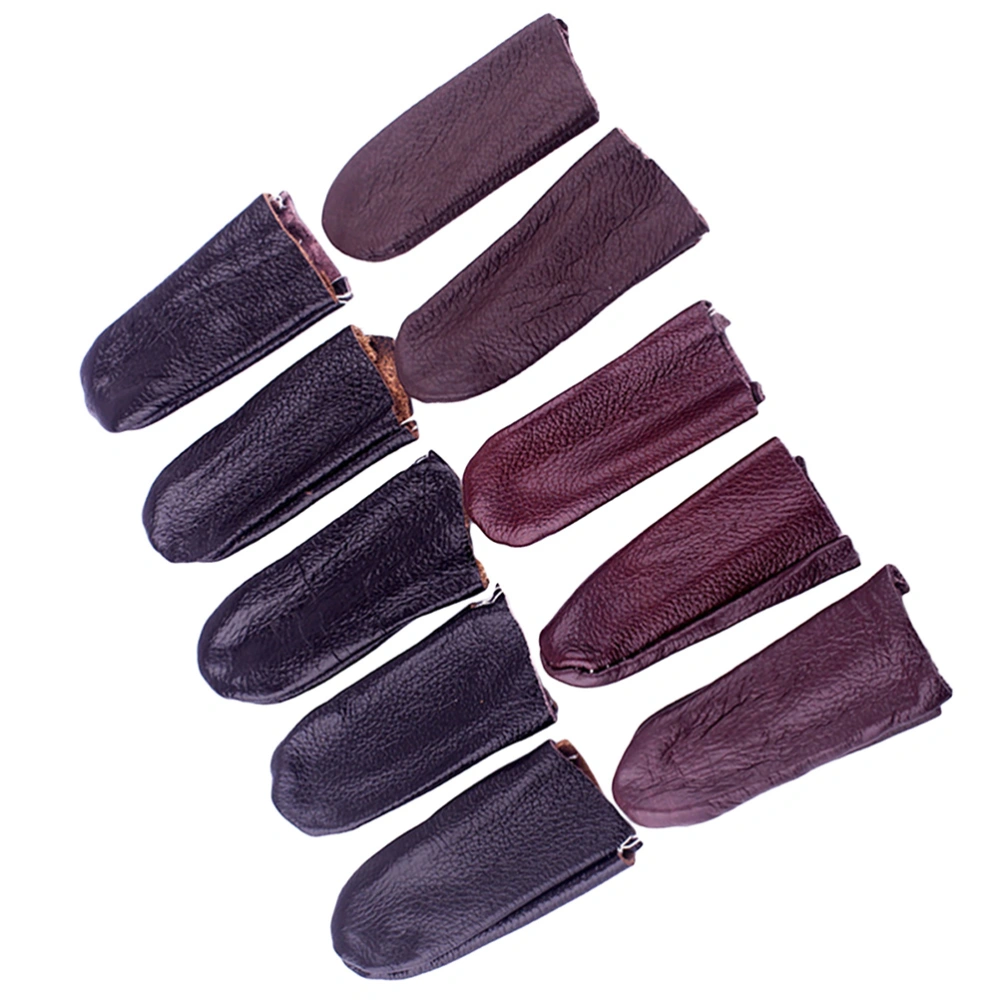 10pcs Leather Finger Cots Thimble Protection Cover for DIY Craft Polishing (Random Color)