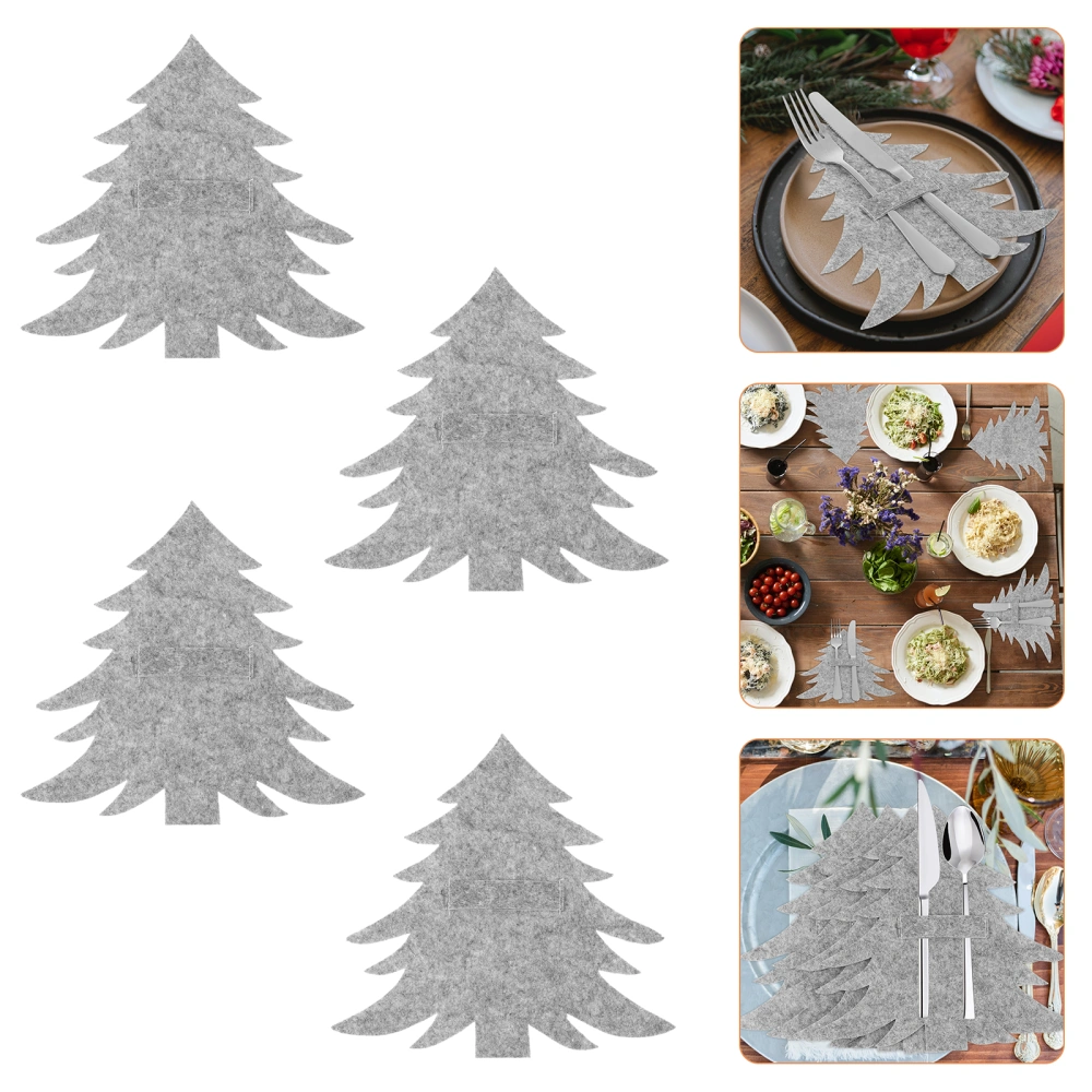 4PCS Xmas Tree Cutter Fork Bag Christmas Tableware Bag Practical Tableware Cover