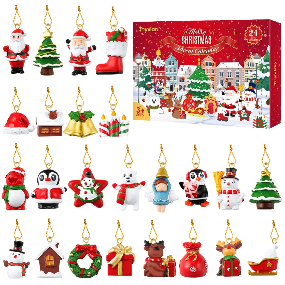 Toyvian Advent Calendar with 24 Hanging Ornaments Colorful Christmas Advent Calendar Xmas Tree Hanging Ornaments