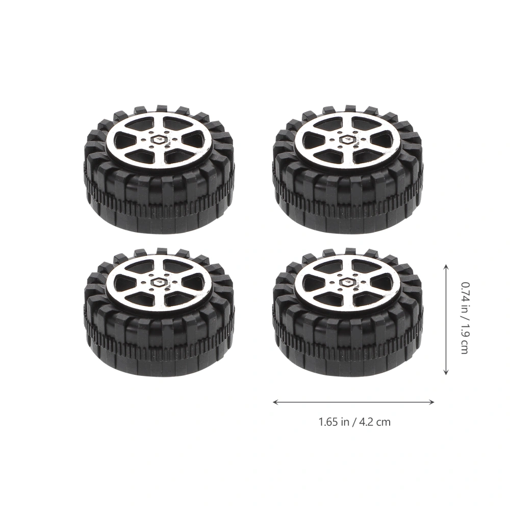 1 Set Toy Car Accessories 50 Pcs 4.2CM DIY Round Plastic Small Wheels with 25 Pcs 2MM Model Axle Part for DIY Handmade Crafts Supplies Home Children (Black)