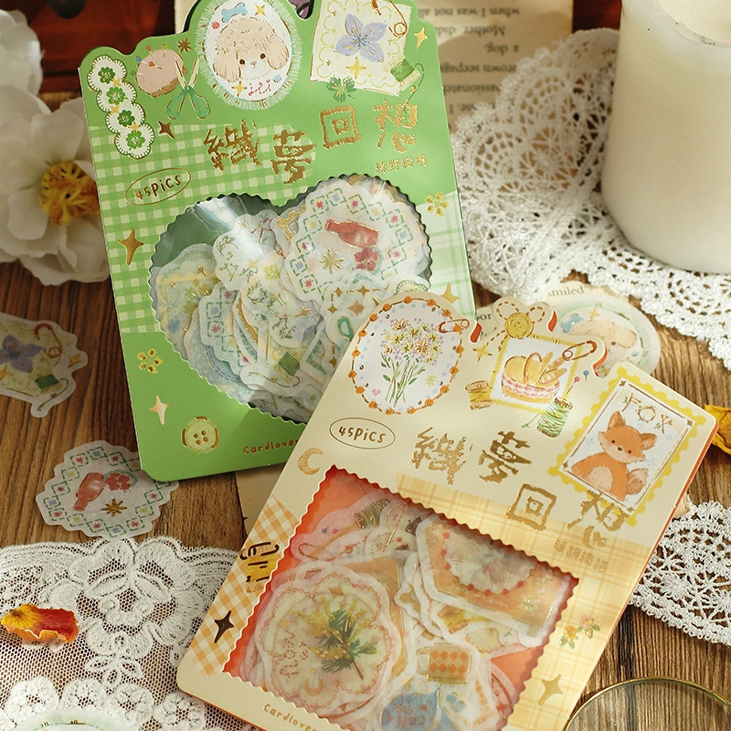 Japanese Paper Gold Foil Stickers Pack Journal Material