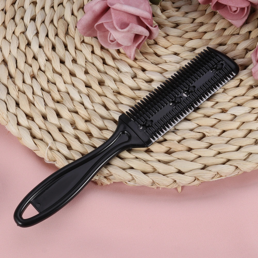 3pcs Hair Cutter Comb Double Side Haircut Scissors Metal Razor Plastic Hair Comb Cutter Trimmer with Stainless Steel Hair Shaper Razor for Both Long and Short Hair (Black)