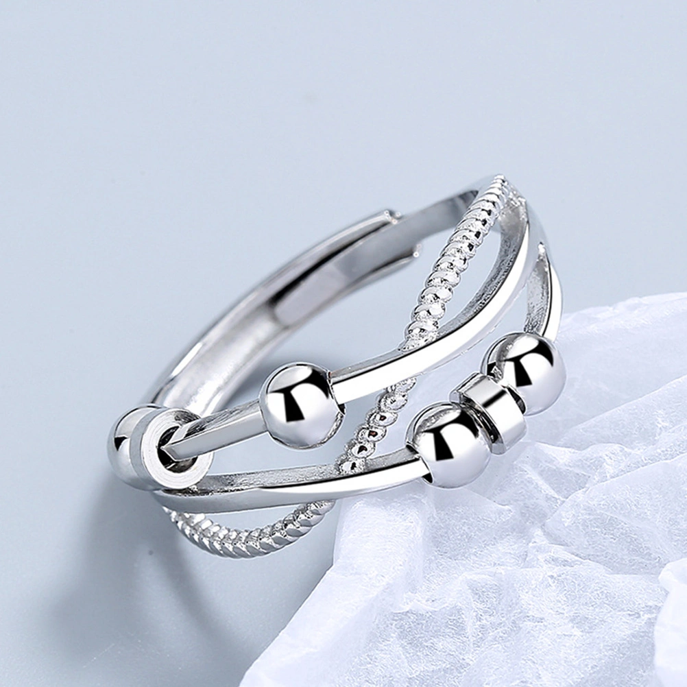 Anxiety Ring Fidget Bead Ring Adjustable Ring Relieving Stress Fidget Ring