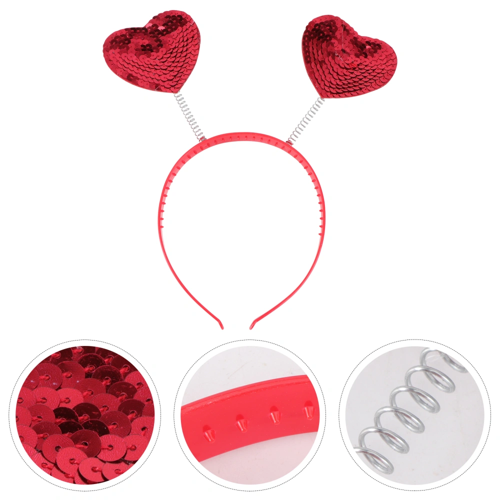 Love Shaped Sequin Headband Valentine's Day Hair Hair Loop Hair Clasp Hair Band Hair Accessories Dress Accessories for Women(2#)