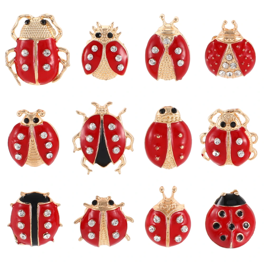 12pcs of One Set Cartoon Brooch Delicate Insect Brooch Ladybug Animal Corsage Cartoon Clothes Pin for Woman Girl Lady