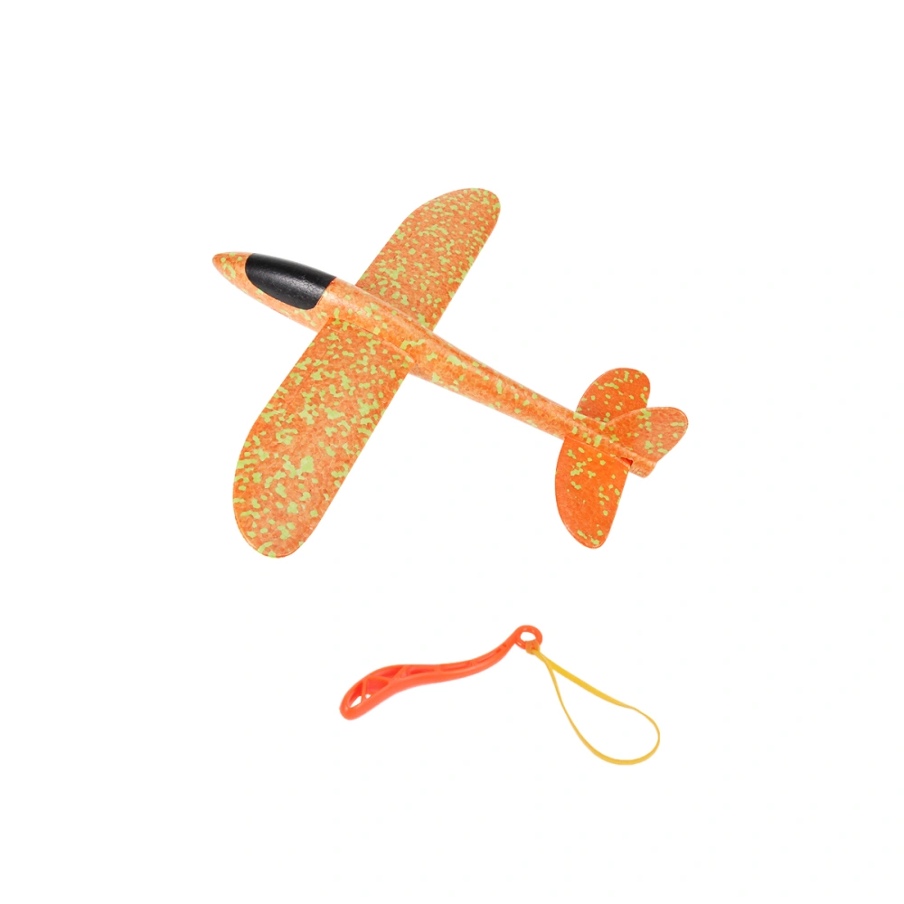 2 Pcs Aerobatic Slingshot Plane Glider Airplane Throwing Aircraft Outdoor Sports Flying Toy with Slingshot (No Battery Three Generations Catapult Aircraft 35cm Orange and Green + Aircraft 35cm Red and Blue Random Color)