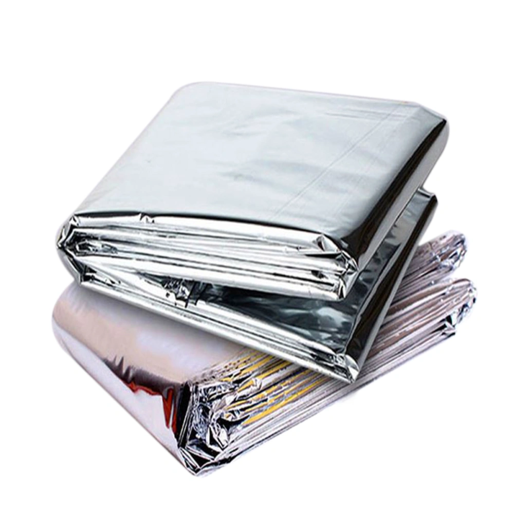 2pcs 210*130cm Outdoor Survival Emergency Warm Blanket Foldable Waterproof Heat Reflective Mylar Film Thermal Blanket for First Aid Exploration Natural Disasters Supplies