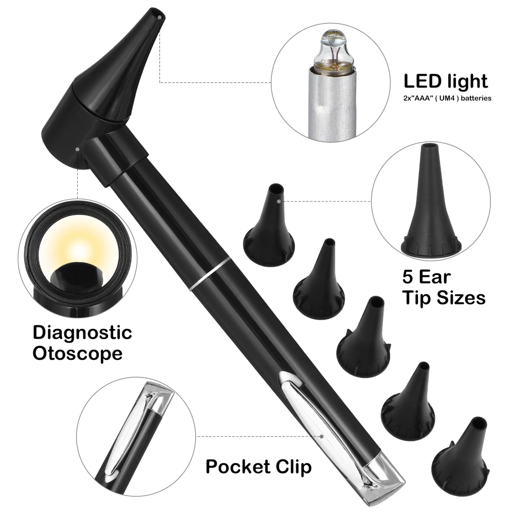 1 Set Diagnostic Ear Inspection Scope with Replace Tips LED Ear Speculum Otologic Care Scope Ear Otoscope Accessories