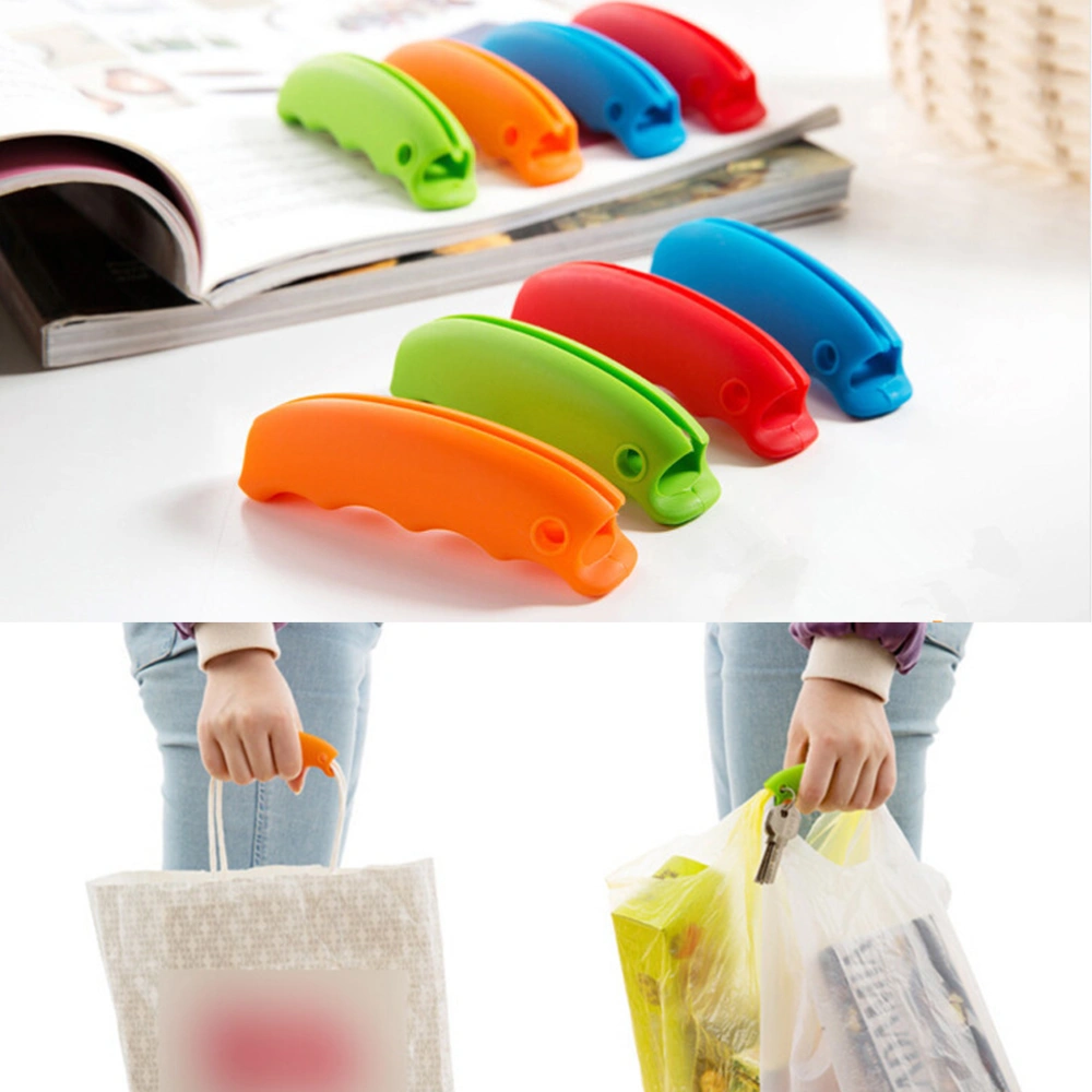 Grocery Bag Holder Silicone Candy Color Portable Vegetables Device One Trip Grips Handle Carrier Lock Kitchen Tool Labor Saving (Random Color)