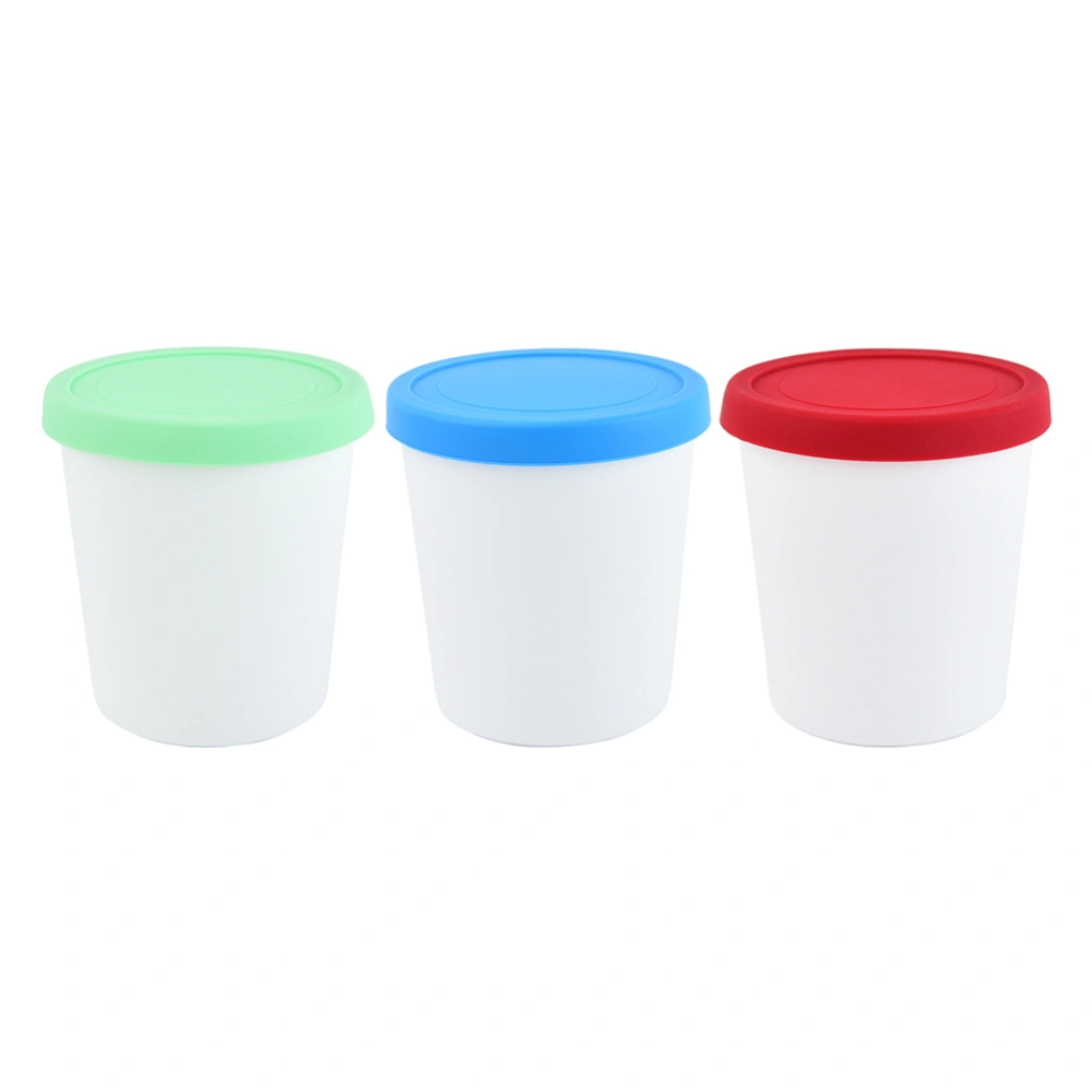 3pcs Ice Cream Storage Buckets Round Ice Cream Containers Freezer Ice Cream Barrels