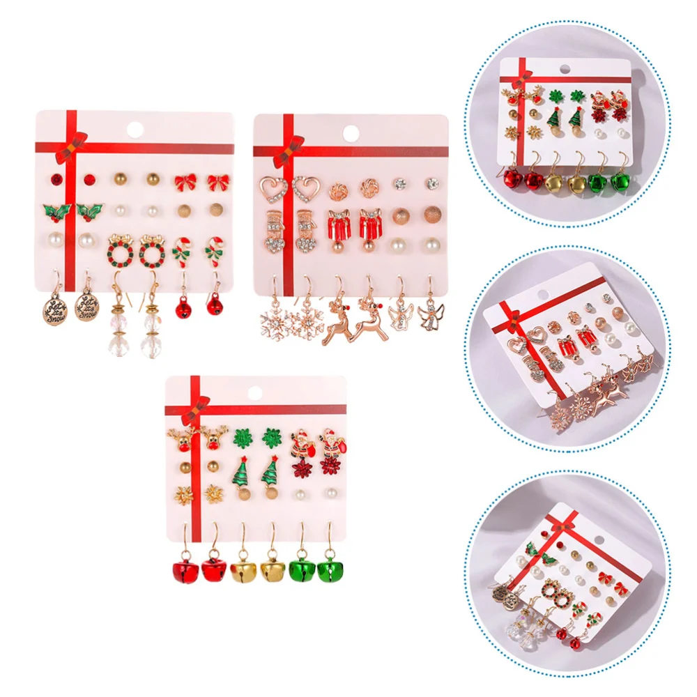 27 Pairs Christmas Earrings Holiday Jewelry Set Women Girls Xmas Gifts