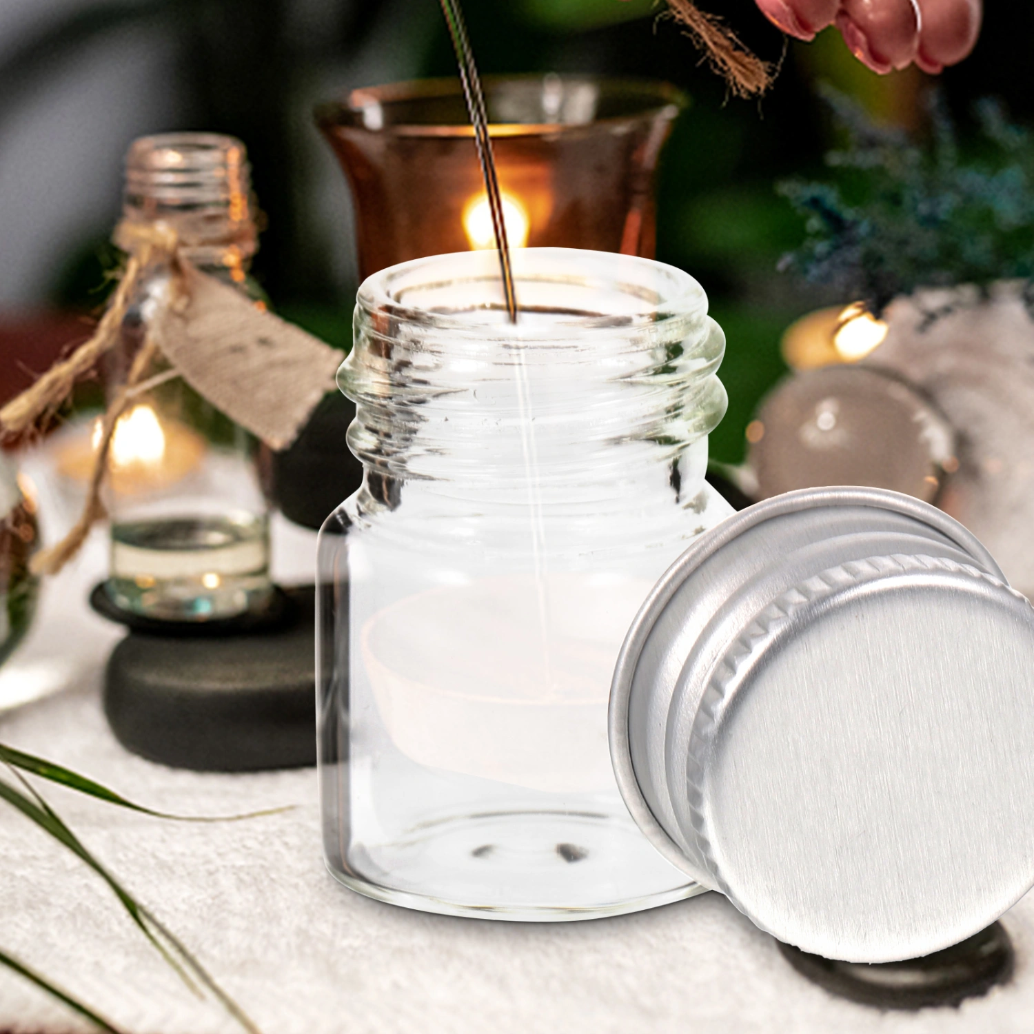 12PCS Transparent Glass Storage Bottles Sealed Food Can Jar Flower Tea Tank Dried Fruit Grains Storage Container with Aluminum Stoppers