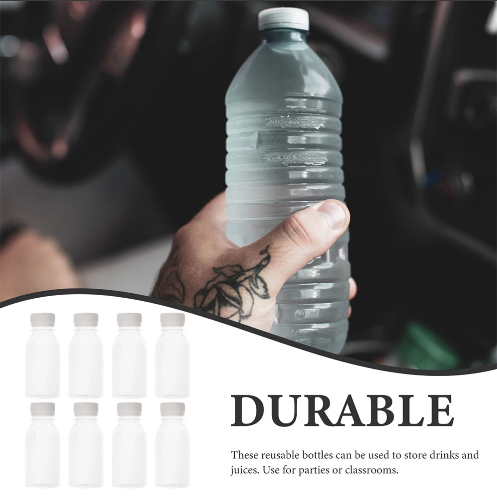 8Pcs Juice Bottles with Caps Reusable Clear Bottle Empty Plastic Bottles with Caps