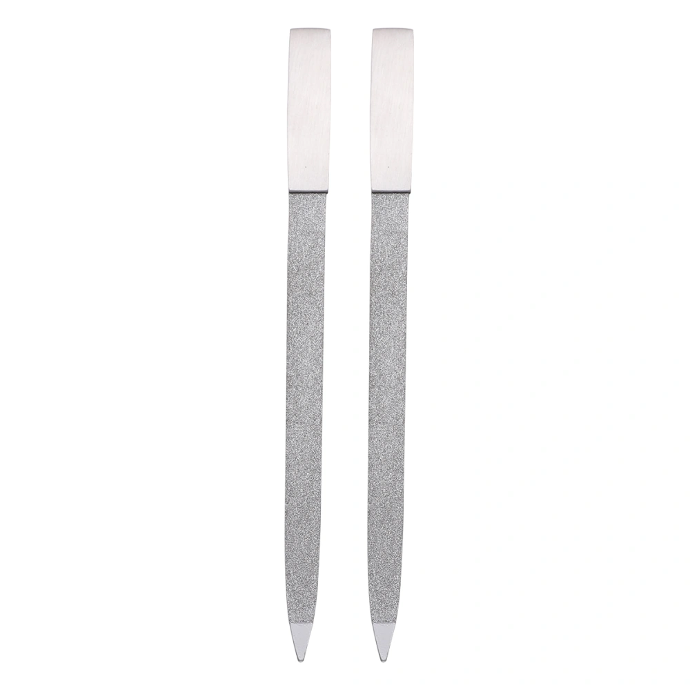 2pcs Stainless Steel Sanding File Nail Sanding File Nail Art Tool Anti-rust Manicuring Tool Sanding File with Square Handle Silver