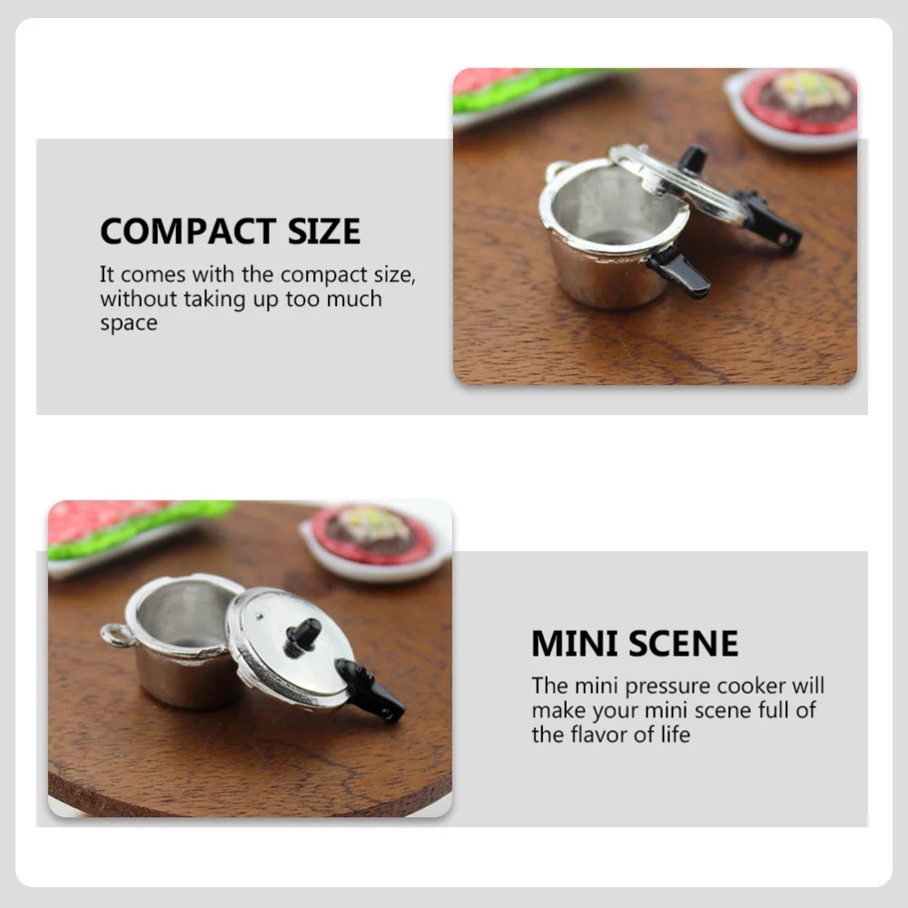 2PCS Mini Pressure Cooker Model Alloy Pressure Cooker Mini House Accessory