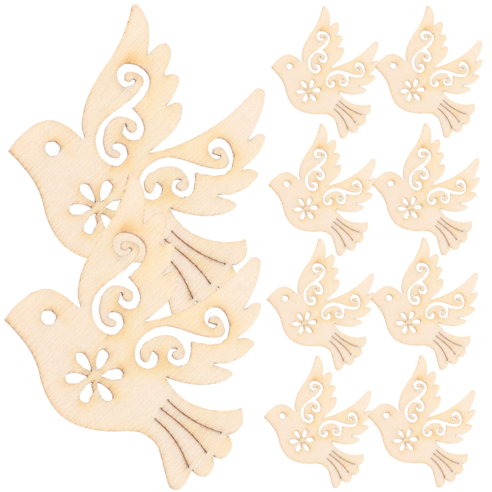 10 pcs Peace Dove Shaped Wooden Pieces Decor Diy Handmade Wooden Piece Hanging Decor for Home Bag Wallet