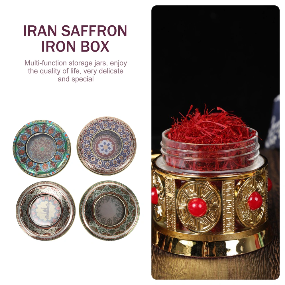 4Pcs Creative Saffron Storage Boxes Iron Storage Containers (Assorted Color)