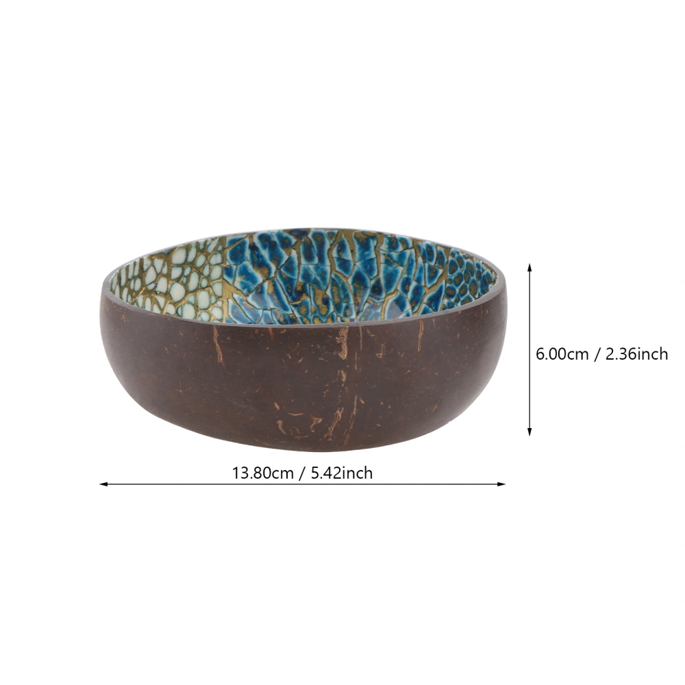 1Pc Coconut Shell Bowl Storage Bowl Key Container Home Decor (Blue, Yellow)