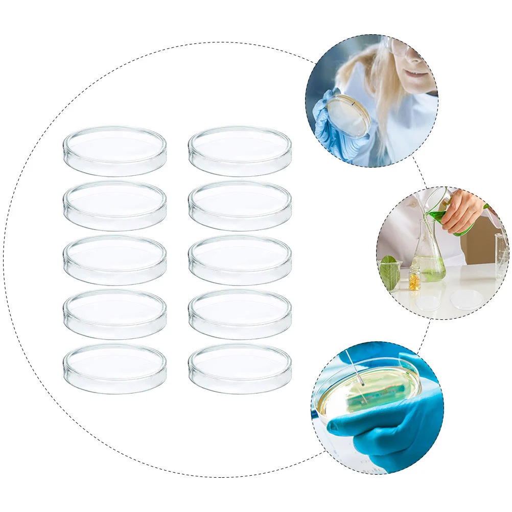 10Pcs Petri Dishes with Lid Clear Cell Tissue Petri Plates Laboratory Supplies