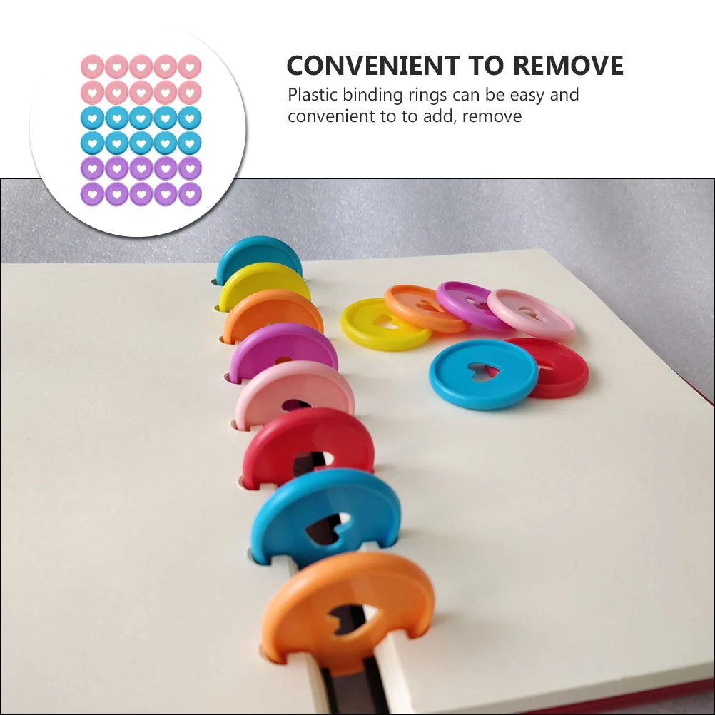 30Pcs Plastic Heart Book Binding Discs Binder Rings for DIY Notepads Planners