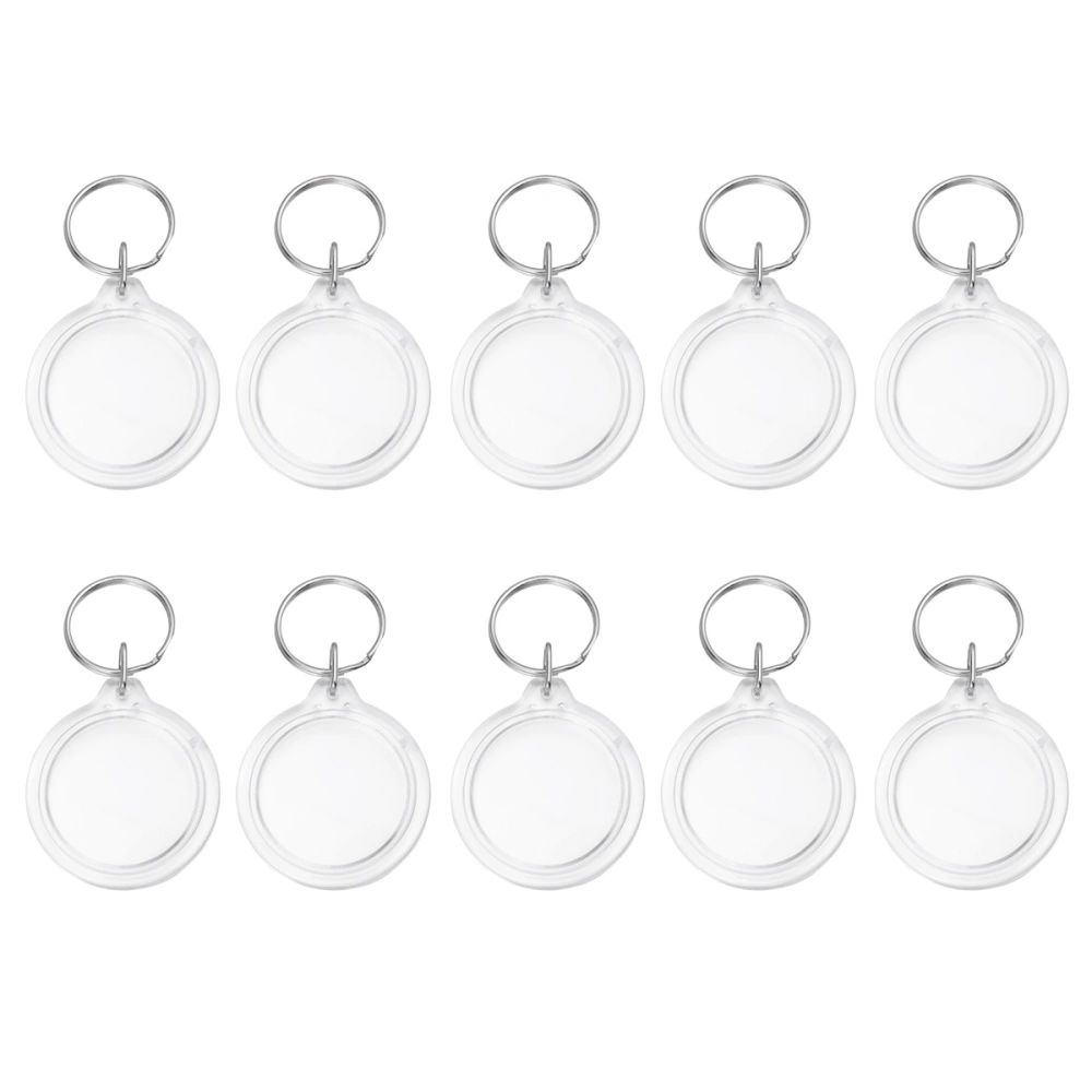 100pcs Circular Transparent Blank Acrylic Insert Photo Picture Frame Keyring Keychain Key Holder DIY Split Ring Key Chain Gift